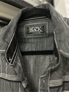 Buckle Black Men's Black Button-Front Shirt Jacket